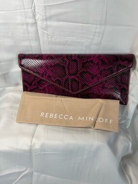 Rebecca Minkoff Fuchsia Snakeskin Envelope Clutch